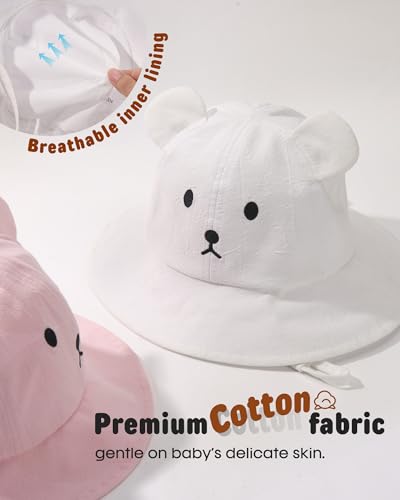 FURTALK Baby Toddler Sun Hat Wide Brim Baby Bucket Hats with Bear Ears Infant Beach Hat4