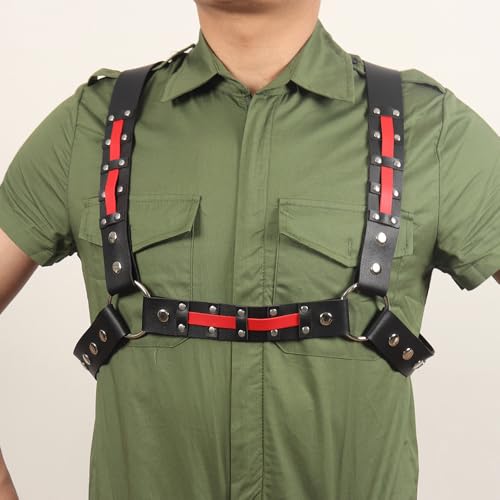 Fstrend Men's Harness Chest Belts Leather Shoulder Strap Rivets Fashion Rave Body Accessory4