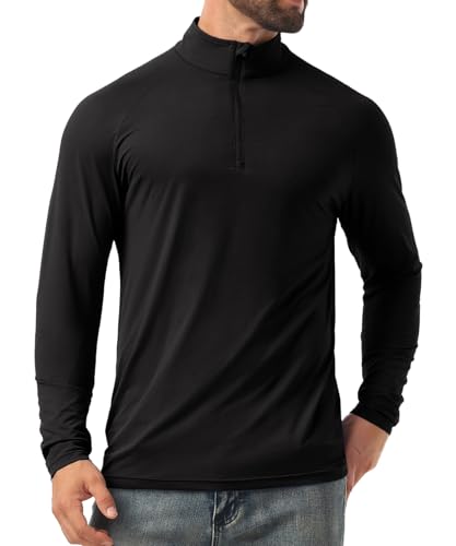Askdeer Men's Long Sleeve Sun Shirts UPF 50+ T-Shirts 1/4 Zip Up Fishing Shirts Running Hiking Rash Guard Outdoor Tees3