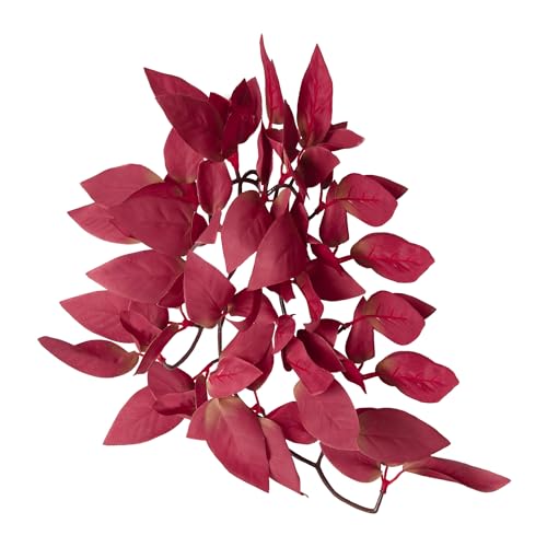 Image of Aquarium Artificial Plant Reptiles Plants with Suction Cup for Terrarium Fish Tank Landscape Decoration Hanging Silk Red Leaves Plants