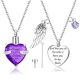 LOLIAS 2 Piezas Colgante para Cenizas Collar Cenizas Corazón Cristal de Acero Inoxidable Collar Colgante Conmemorativo Medallón Joyería de Recuerdo de Cenizas para Mujeres y Hombres