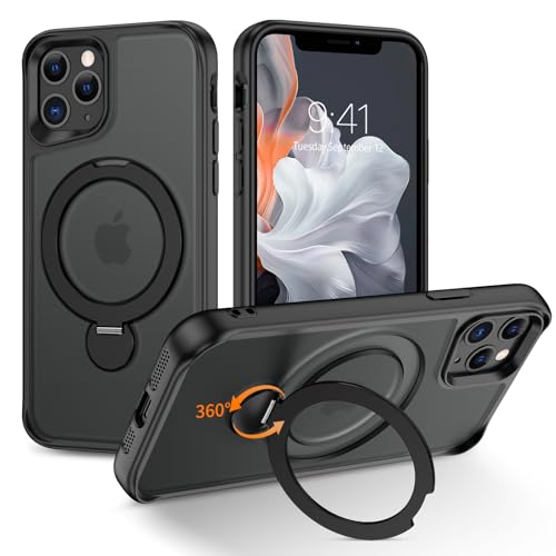 Support magnétique rotatif 360 iPhone 11 Pro noir pour voiture et bureau