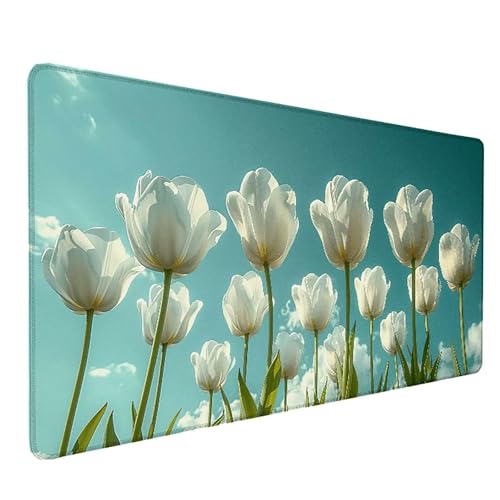 Tapis de souris XXL fleur 150x80 anti-glisse et imperméable pour éviter les rayures PC