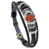 psy Bracelet Cuir pour Homme Collection ExtérieurBijou Acier Inoxydable Noir Et Cuir - Longueur Totale 21,5 Cm