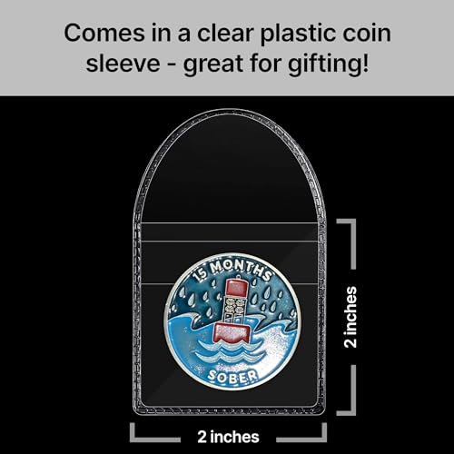 Image of The Achieve Mint 15 Months Sober Token | Fifteen Month Sober Chip | Non-AA Gift, Non-Religious Medallions for Men and Women Celebrating Sobriety