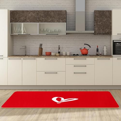 Alfombrillas de cocina absorbentes y lavables con base antideslizante VAPOKF rojas pack de 2 3