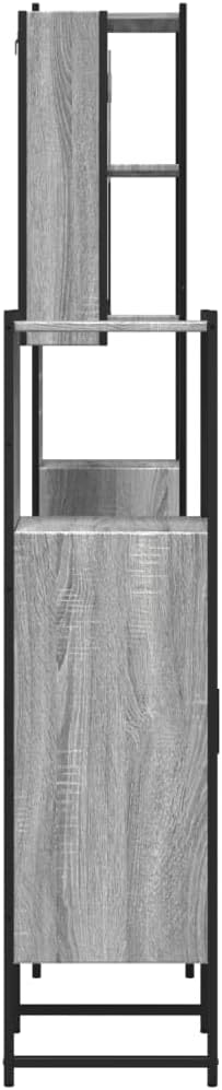Homogen Bathroom Cabinet Set Grey Sonoma Engineered Wood with Powder-Coated Finish 11.8 x 23.6 x 23.6 inches wall-Mounted Mirror Cabinet for Bath Vanity Storage and Sink Organization