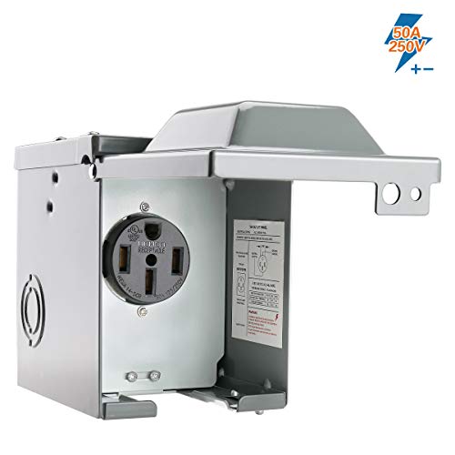 BougeRV 50 Amp RV Power Outlet Box,Enclosed Lockable Weatherproof Outdoor Electrical Nema 14-50R