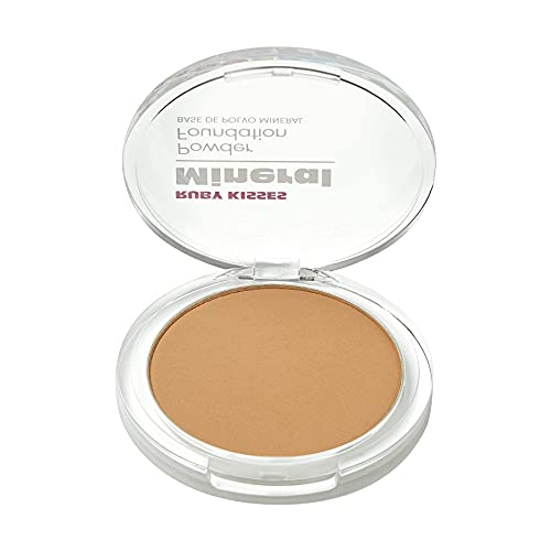 Ruby Kisses Mineral Pressed Powder Foundation, Medium To Full Coverage Natural Finish 0.35 Ounce (Caramel) #TOP1