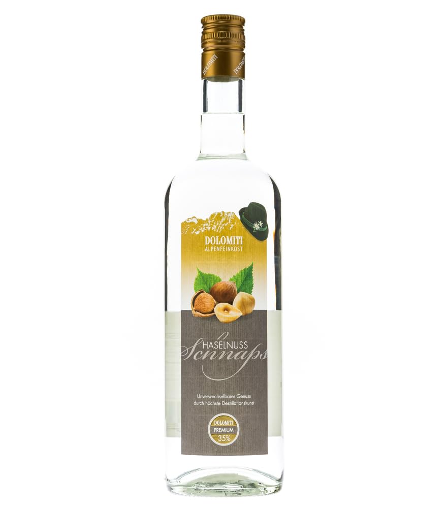 DOLOMITI Haselnuss Schnaps 35% vol. | Haselnussschnaps | milder Haselnussschnaps | 1 x 1 Liter