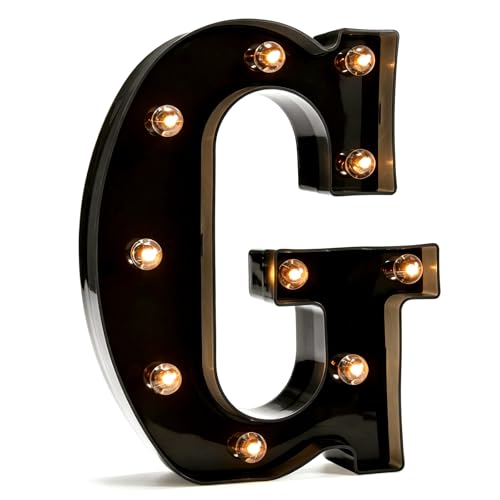 Image of Pooqla Black Light Up Letter G, Marquee Letters Black Room Decor | LED Lighted Letters Birthday Party Decorations, Gifts for Boys Men Christmas Anniversary Night Light Home Bar Room Decoration