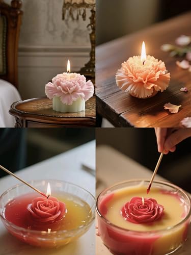 3 Stück Silikonformen Gießformen Blumen,Kerzen Formen Silikon Blumen,Rose Blumen Silikonform,Nelke Pfingstrose Silikonformen,Kerzenformen zum Gießen Blumen,für Schokolade Kunsthandwerk Dekorationen
