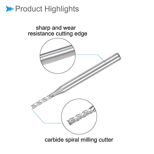 Image of Carbide End Mill Engraving Milling Bits, 1.7mm Bit Dia. 1 /8 inch Shank, CNC Cutting Router Bits Tool - (Applications: for PCB Machine), 10-Pieces