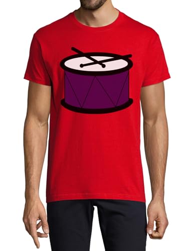 T-shirt en coton bio rouge Drum and Sticks au tissage haut de gamme