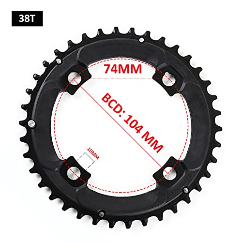 Bucklos 64/104 Bcd Bike Chainring Set With Pin, Steel Cnc Alloy Double/Triple Mtb Chainring 22T 24T 26T 32T 38T 42T 44T 4 Bolts Mountain Bicycle Chainrings 8 9 10 Speed Compatible #TOP1