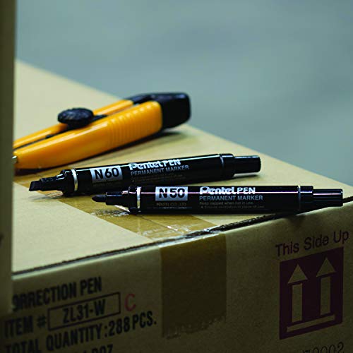 Pentel marqueur permanent noir pointe ogive 4.3 mm en boîte de 12