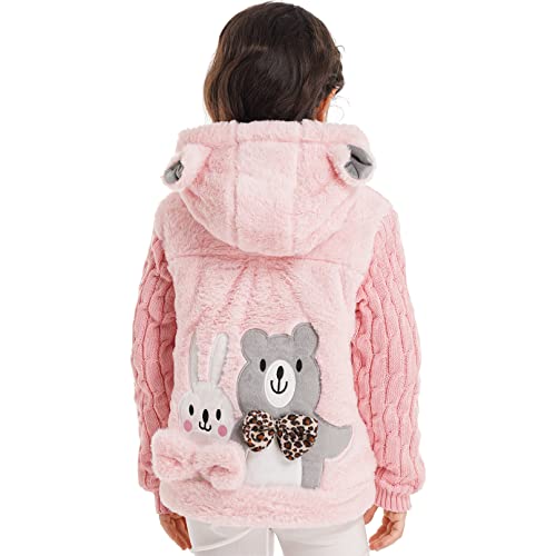 YiZYiF Kids Girls Winter Coat Zipper Warm Fur Animal Ear Hooded Jacket Coats Hoodies Snowsuit Outerwear2