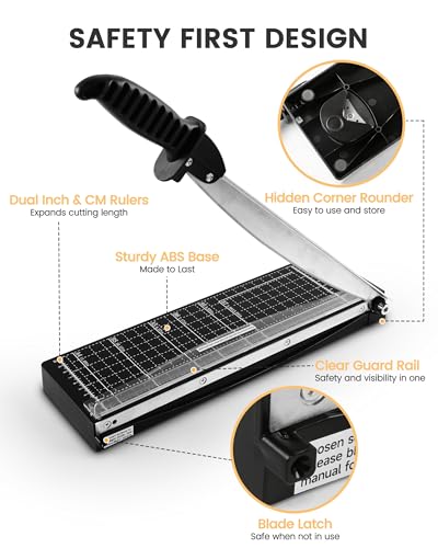 Image of MAKEASY Paper Cutter 12 Inch, 12 Sheet Capacity, Heavy Duty Paper Cutter for Cardstock, Guillotine Paper Trimmer for Crafting, Classroom and Office