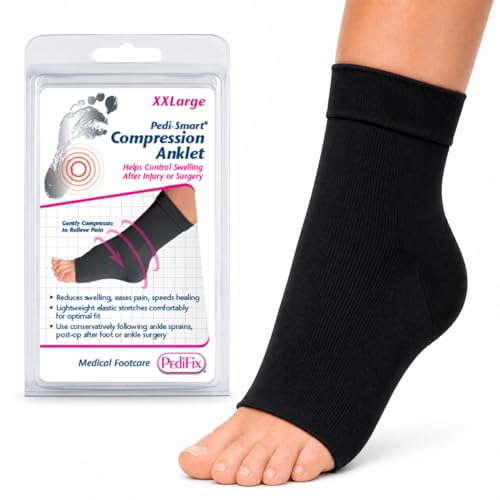 Image of Pedifix Compression Ankle Sleeve for Foot and Ankle Supportt, Black, XXLarge