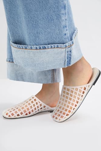Image of Women's Red Jelly Mesh Slides, Comfortable Flat Slip On Sandals, Casual Summer Beach Slippers