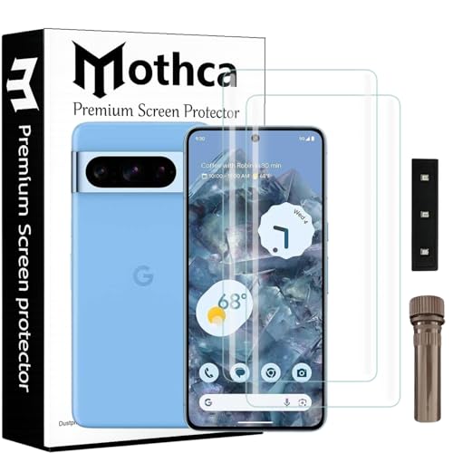 Image of Mothca Curved UV Tempered Glass Screen Protector for Google Pixel 7 Pro | Transparent | Pack of 2 | Borderless Full Screen Coverage with UV Installation Kit