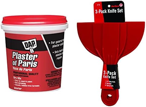 DAP 10308 4-Pound Interior Plaster of Paris & Red Devil 4718 3-Piece Plastic Knife Set, 1-Pack