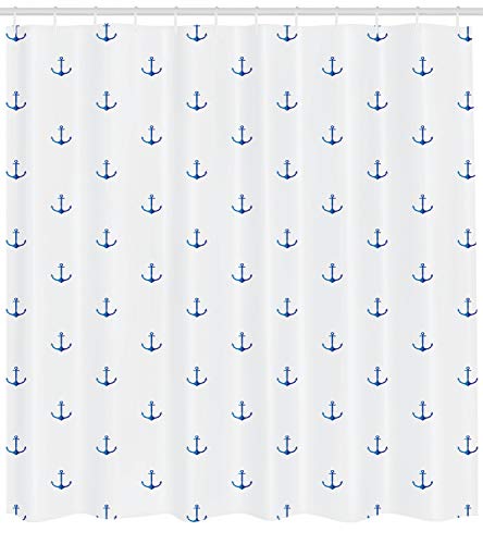ABAKUHAUS Anchor Shower Curtain, Classical Vivid Blue Anchors Simplistic Design Marine Hobby Lifestyle Themed - Image 2