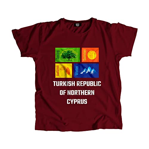 T-shirt Chypre du Nord bordeaux pour homme et femme collection saisons