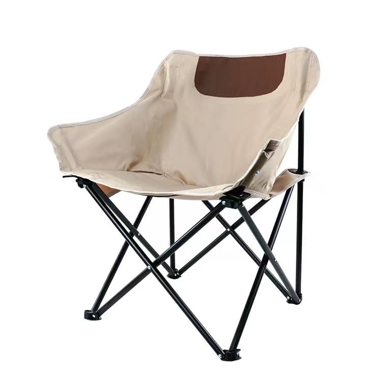 GHYUIOL Silla plegable portátil para acampar al aire libre, silla de picnic con marco de metal, ideal para camping, pesca y bocetos (blanco roto)