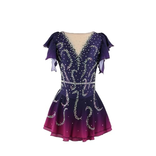 Vestido feminino para patinação no gelo, sem mangas, sem mangas, ginástica, feito à mão, patinação n
