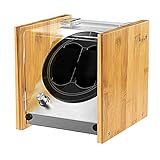Bamboo Watch Winder Box for Double Automatic Watches,100% Craftmanship Watch Winder with Super Quiet...