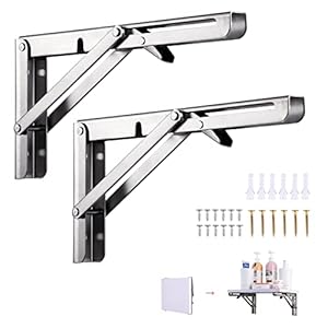 Viesap Staffa Pieghevole250mm, 2 Pezzi Staffa mensola, Staffe Mensole Pesanti, Staffe Pieghevoli Inox, carico massimo 50 kg, Per Garage, Cucina, Camera Da Letto.