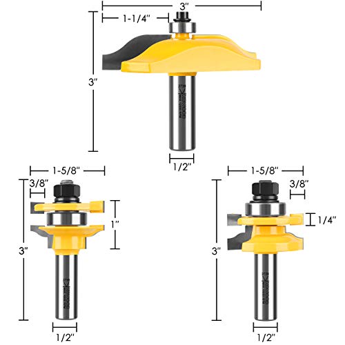 KOWOOD Ogee 3 Bit Raised Panel Cabinet Door Router Bit Set 1/2-Inch Shank - Thumbnail 6