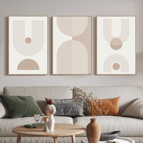 Zessonic Boho Mid Century Modern Wall Art Abstract Framed Canvas