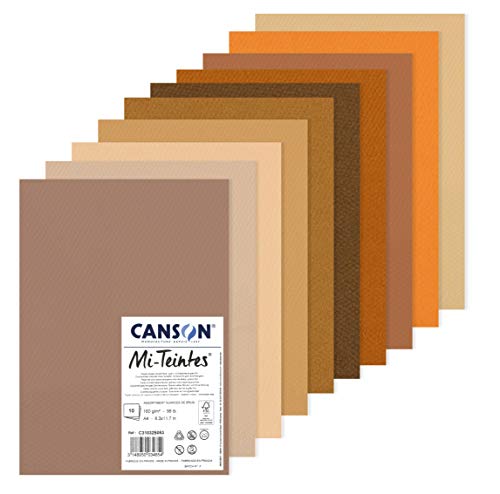 MI-TEINTES A4 160G Brauntöne, Packung 10 Blatt