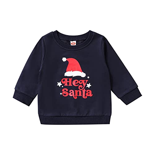 Children's Kids Toddler Christmas Printed Letters Long Sleeve Solid Color Sweartershirt Christmas Top Kids Hoodie Boys