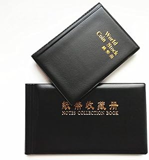 Esmartlife 2 Pack New Money Holder Collection Starter Kit, 120 Coin Holders Collection+ 40 Pages Paper Money Holder Collection Storage Album Book (2Pack Black)