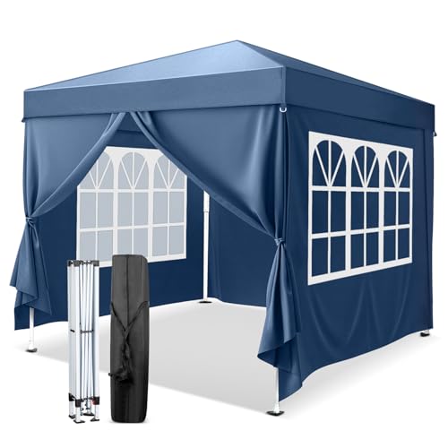 VINGLI 10×10 Pop Up Canopy Tent with Sidewalls, Outdoor Gazebo Canopy Tent, Patio Event Tents Outdoor Commercial Canopy for Parties (Blue)