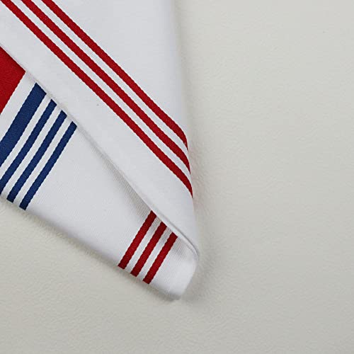 Urban Villa Trendy Stripes Set Of 12 Dinner Napkins (20X20 Inch) 100% Cotton Premium Over Sized Cloth Napkins With Mitered Corners Ultra Soft Durable Hotel Quality (Red/Blue/White - July4Th) #TOP1