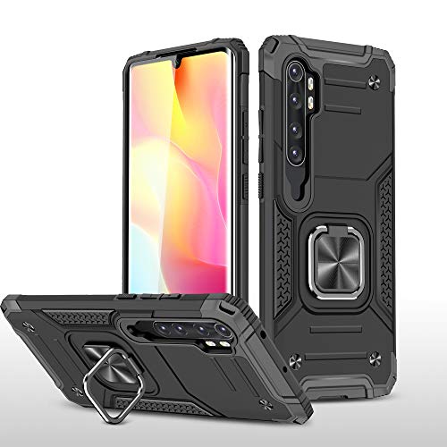 Amory Compatible for Xiaomi Mi Note 10 Lite Case, Military-Grade Heavy Duty Armor Case, with Ring Holder, with Magnetic, for Xiaomi Mi Note 10 Lite (Black)