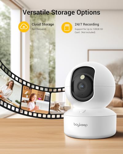 BoyKeep Haustierkamera, 2K 3MP Hundekamera, 360°-WLAN-Kameras mit App, kabellose Überwachungskameras für den Innenbereich, für Babys, Katzen, Welpen, CCTV, 2-Wege-Audio, Nachtsicht