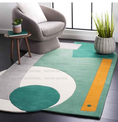 Image of Hand Tufted Irregular Unshaped Designer Woolen Carpets for Living Room Bedroom and Hall Size 4x6 Feet (120x180 cm) Color B2 Multi
