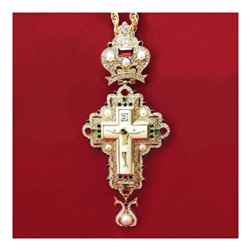 Homeilteds Krzyż piersiowy Jezus Krucyfiks wisiorek Plaqué Stras Łańcuszek Religious Gift (kolor: FMSZJ23)