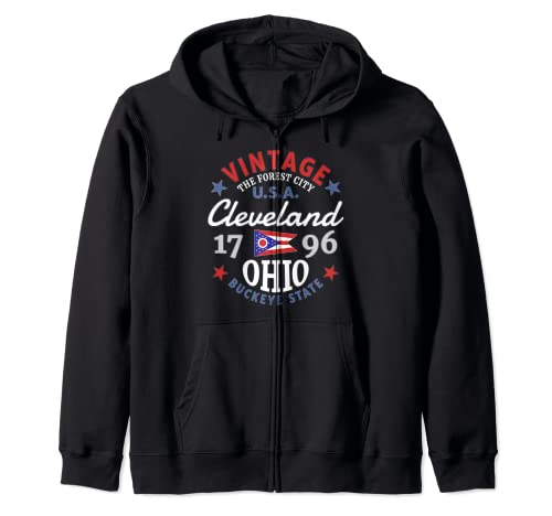 Cleveland Ohio Buckeye State Flag Forest City recuerdo Sudadera con Capucha