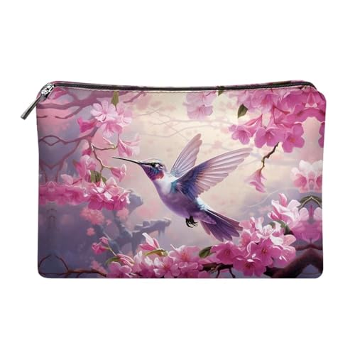 Flashideas Hummingbird Makeup Bag Travel Makeup Bag Organizer PU Leather Portable Versatile Zipper Pouch For Women Durable Lightweight Birthday Gifts for Sisters Friend