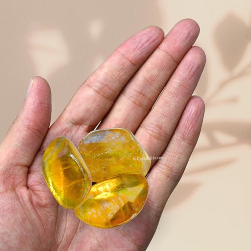 Image of Certified Tangerine Aura Quartz Crystal Healing Tumbled Stone, Natural Polished Crystals for DIY Crafts, Manifestation, Meditation, Pooja Feng Shui and Reiki Healing (30 Grams)