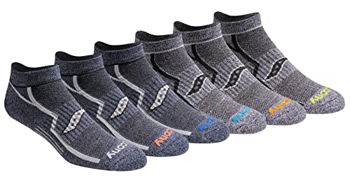 Saucony Men's Multi-Pack Bolt Performance Comfort Fit No-Show Socks, Grey Blue (6 Pairs), Shoe Size: 8-12 #TOP11