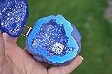 Crystal Geode Ring Box, 100% Natural Crystal Cluster, Titanium Coated Quartz Ring Holder for...