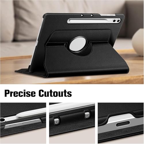 Image of ProElite Cover for Galaxy Tab S9 FE+ /S9+ /S10+ 12.4 inch Case Cover, 360 Rotatable Smart Flip Case Cover for Galaxy Tab S9 FE Plus /S9 Plus /S10 Plus 12.4 inch Tablet, Black