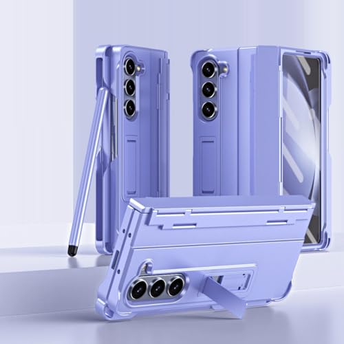 Housse rigide premium violette pour Samsung Z Fold 7 avec rabat et stylet
